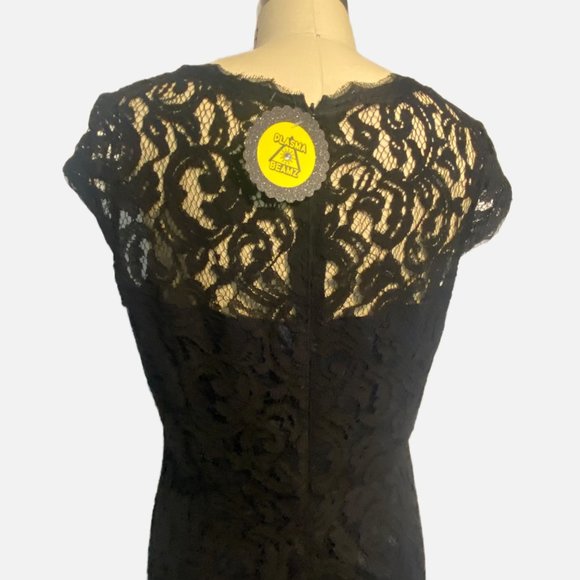 Adrianna Papell Black Lace Dress - Size 12 - Picture 8 of 11